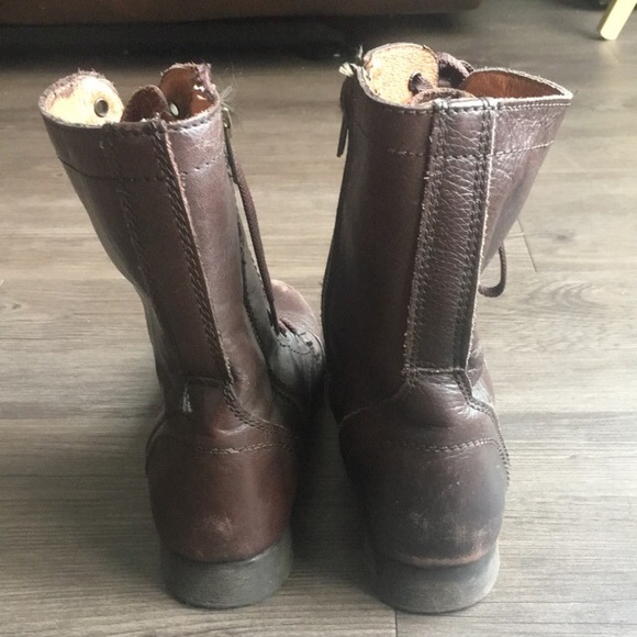 Brown leather combat boots - Picture 2 of 5